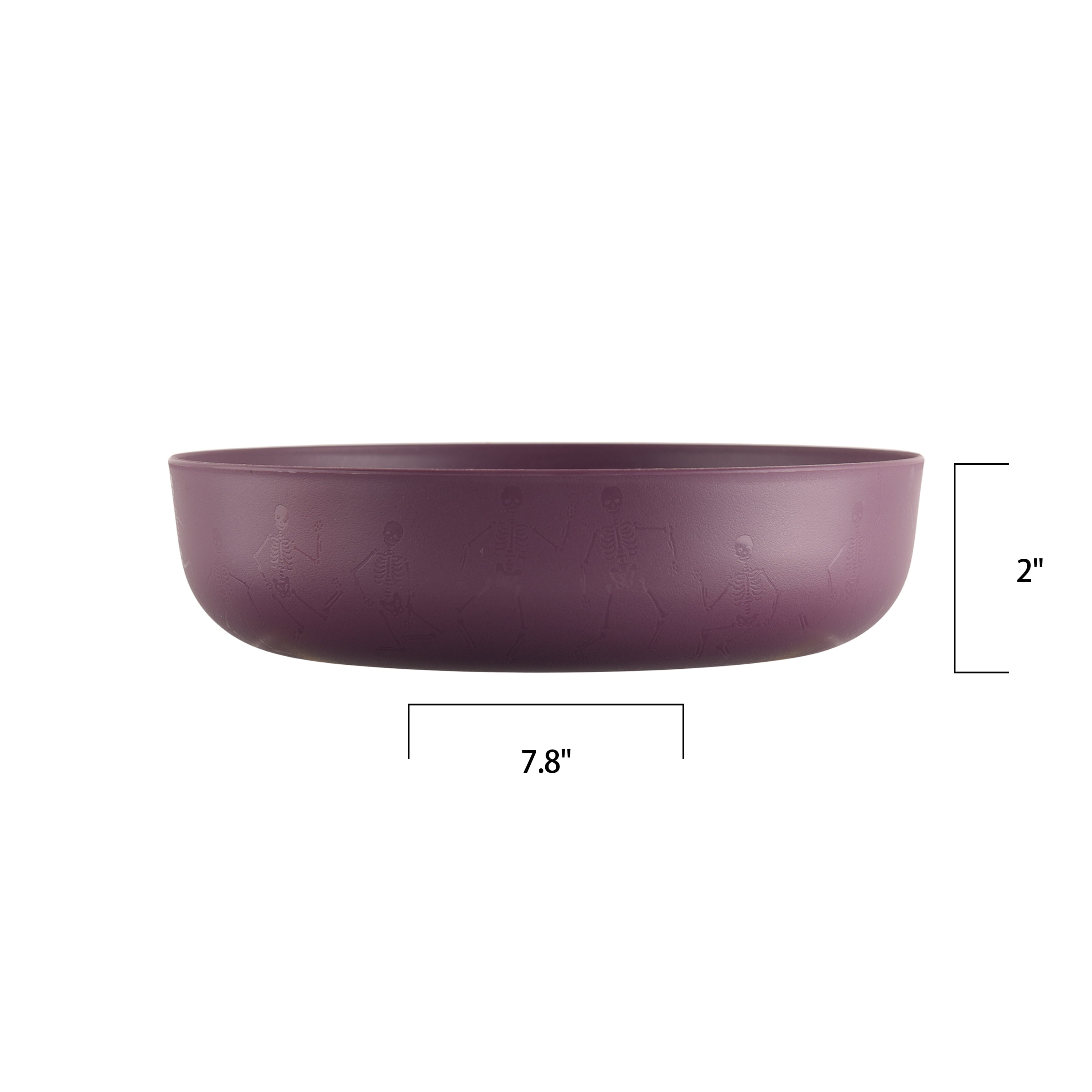 Mainstays 42 Ounce Round Plastic Etched Skeleton Dinner Bowl, Purple