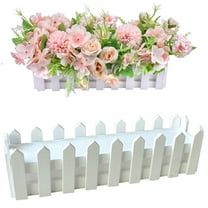 Visland Wood Picket Fence Planter,Wooden Flower Box Decorative Decking Boards for Home decoration,Wedding Decor,DIY Flower Arrangement (Fence only)