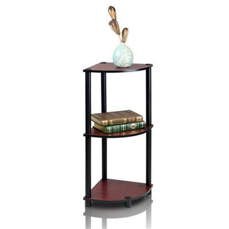 Cherry Corner Shelf - Turn-N-Tube 3-Tier Corner Display Rack Multipurpose Shelving Unit, Dark Cherry & Black - 29.6 x 11.6 x 11.6 in.