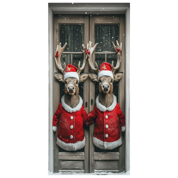 Cubierta decorativa para puerta con muñeco de nieve navideño Tapiz decorativo Cortina para puerta de fiesta navideña Tapiz Cubierta para puerta Decoración para fiesta navideña