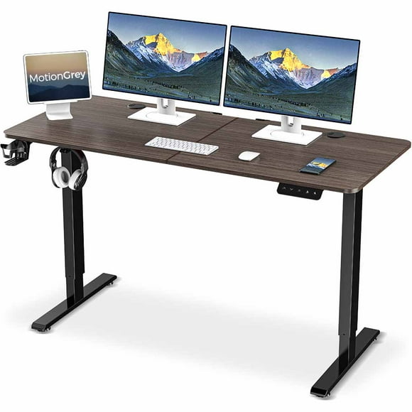MotionGrey - Electric Motor Height Adjustable Standing Desk, 140 x 60 cm, Ergonomic Stand Up Desk, Adjustable Computer Sit Stand Desk Stand - Motorized Desk Frame with Table Top