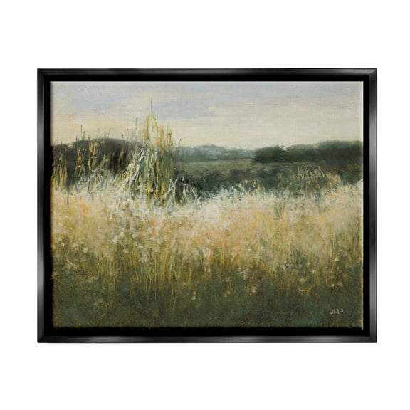 Stupell Industries Abstract Grassland Landscape Abstract Painting Black Floater Framed Art Print Wall Art, 21 x 17