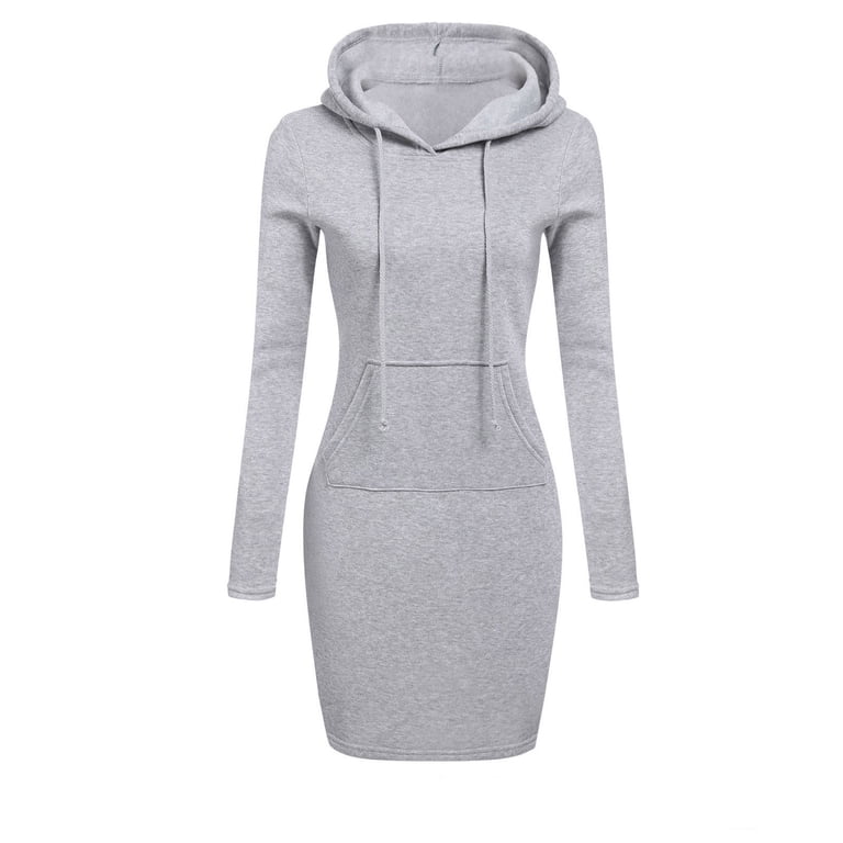 OKBOP Vegas Dress for Women-Boho Long Sleeve Solid Patchwork Round Neck  Casual Long Hooded Sweatershirt Dress Sundress Summer - Walmart.com