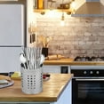 thumbnail image 7 of Kitchen Holder Organizer, Stainless Steel Cooking Utensil Container Crock, Flatware Cylinder Caddy with Drain Holes, Spoon Chopsticks Fork Knife Draining Rack Storage Organizer, 7 of 7