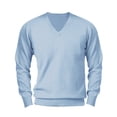 thumbnail image 4 of Gephdiin Long Sleeve Shirts for Men Mens Shirts Men's Autumn And Winter Long Sleeved V Neck Solid Casual Loose Fitting Pullover Sweater Mens T-Shirts Shirts for Men Polyester Light Blue L, 4 of 4