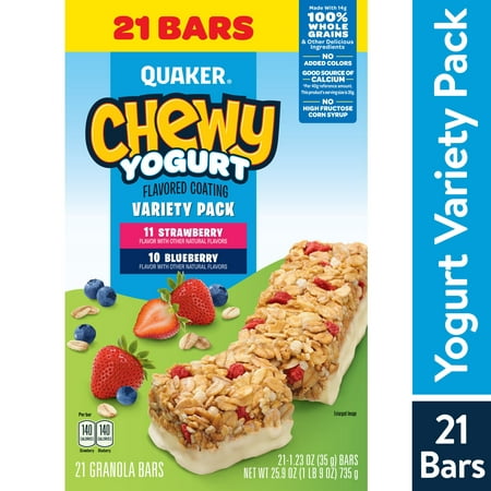 Quaker Chewy Yogurt Granola Bars, Variety Pack, 21 Pack