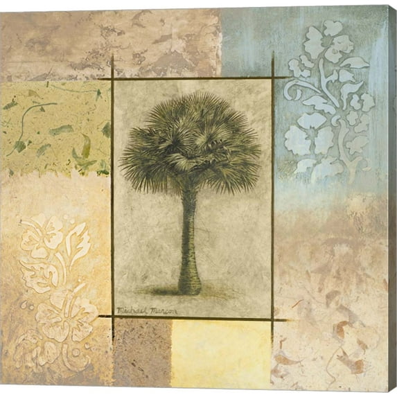 Palm Woodcut I by Michael Marcon, Canvas Wall Art