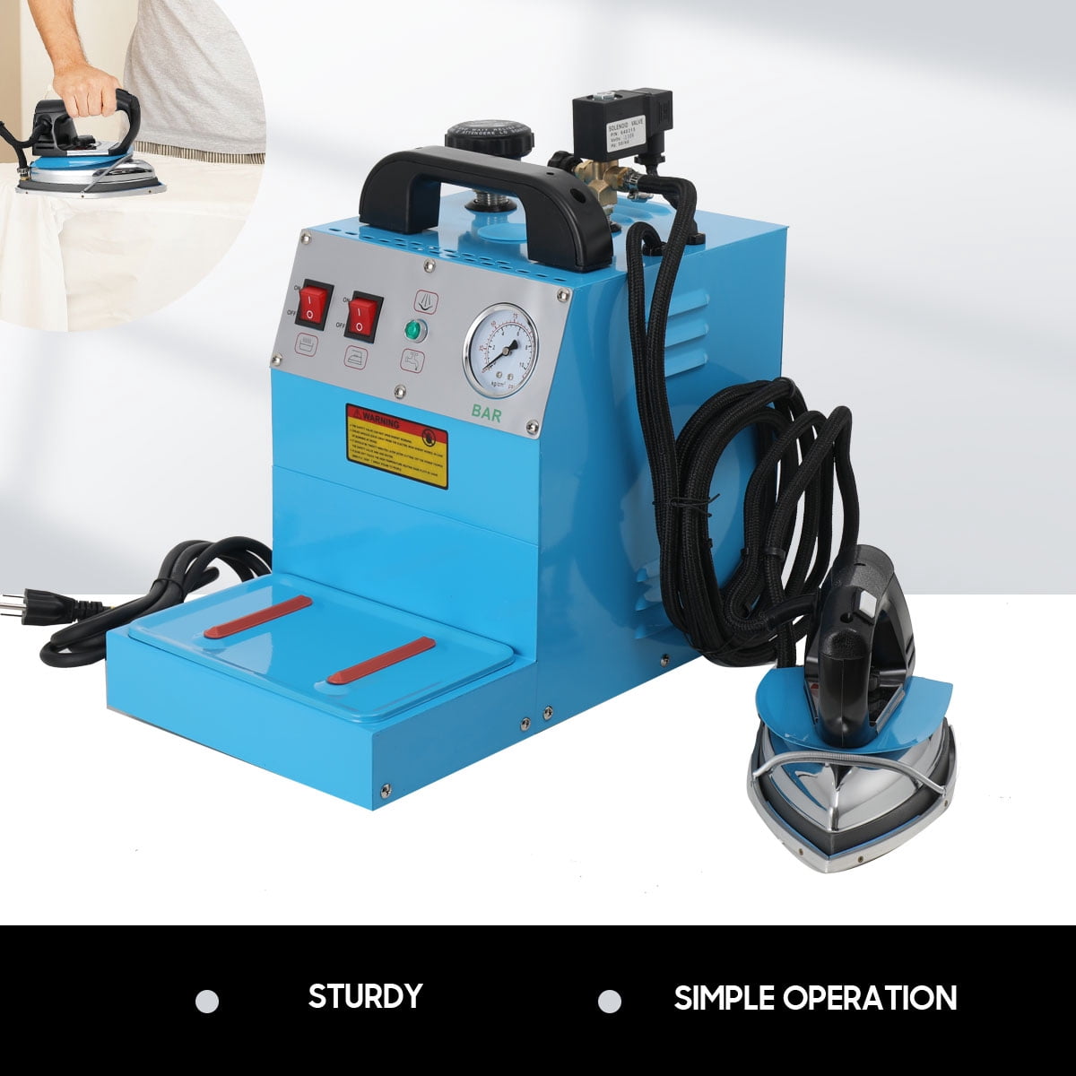 ECUTEE 110V Industrial Steam Iron & Boiler Station, 1600W Curtain Electric Iron Boiler, 4L Professional Ironing System with Adjustable Steam & Temperature for Stores and Factories