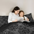 thumbnail image 5 of Castle Fairy Traditional Floral Flower Damask Bedding Comforter Set 2pcs for Kids Teens Adults,Hippie Black Grey Twin Comforter Sets Microfiber,Bohemian Exotic Style Breathable Bedding Set, 5 of 8
