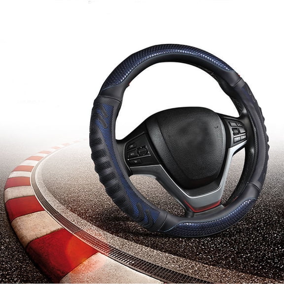 Kieccall Car Steering Wheel Cover Universal No-Slip Breathable Leather Handle Cover