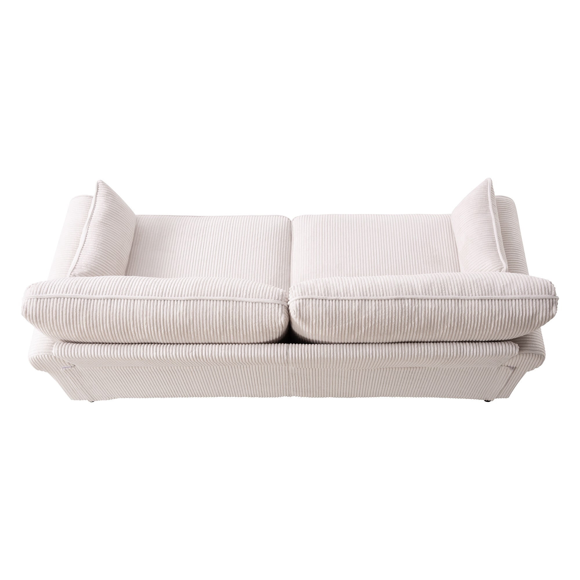 DEALTOPS 81" Corduroy Loveseat, Modern 2-Seater Sofa with Rolled Arms, Iron & Wood Frame, Creamy Beige