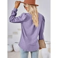 thumbnail image 5 of BadPiggies Women's Blouses Puff Sleeve Tunic Tops V-Neck Long Sleeve Casual Fall Shirts (L, Purple), 5 of 8
