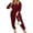 Wine red, variant on Weardear Womens Jumpsuits Casual V Neck Lantern Long Sleeve Dressy Romper Pleated Belt One Piece Outfits with Pocketss