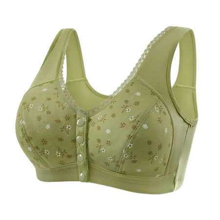 Cathalem Bras For Women Plus Size Sports Bras Women s Front Closure Bras Racerback Wireless Plus Size Full Coverage Lace Bra (Green H)