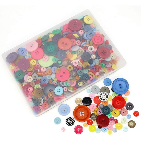 Craft DIY Buttons, About 600PCs Mixed Color Assorted Size Round Resin Button for Sewing, Manual Printing, Art Ornaments, Fine Motor Activities, Scrapbook Decorations