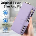 thumbnail image 5 of Allytechgroup Wallet Case for Samsung Galaxy Z Fold 3, RFID Blocking Multiple Cards Holder Zipper Pocket Hand Strap Shockproof Stand Phone Case with Crossbody Lanyard for Women Girls, Violet, 5 of 7