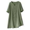 thumbnail image 1 of Blusas de Manga Corta para las Mujeres de Moda Color Sólido Cuello Redondo Blusas, Poliéster Verano Primavera, 1 of 4