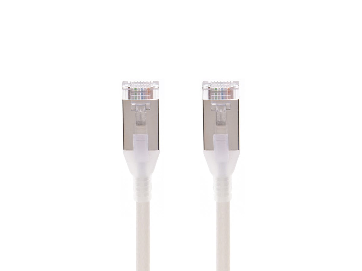 Monoprice Cat6A Ethernet Patch Cable - 25 Feet - White | Snagless, Double Shielded, Component Level, CM, 30AWG, Computer Networking Cable LAN Modem Router - SlimRun Series
