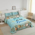 thumbnail image 2 of Hawaii Beach Comforter Set Queen Starfish Seashell Bedding Set, Tropical Beach Theme Bedding Comforter Sets Coastal Lodge Cabin Duvet Sets, Teal Blue Farmhouse Quilted Comforter 3pcs, 2 of 5