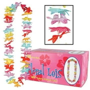 Party Central 40" Yellow and Blue Contemporary Artificial Floral Tropical Leis Necklace