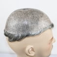 thumbnail image 5 of Remy Human Hair Man Wig Grey Mix Black Color Durable 0.06-0.08mm Thin Skin ToupeeFull PU Hairpiece Unit Replacement, 5 of 7