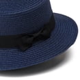 thumbnail image 4 of Fewfanhot Women Wide Brim Straw Boater Hat UPF Sun Protection Foldable Beach Fedora with Rhinestone Buckle Ribbon, 4 of 5