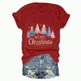 thumbnail image 4 of UngA Womens Christmas T Shirts Funny Merry Xmas Holiday Short Sleeve Tee Tops Christmas Shirt Women Red,M, 4 of 6