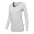thumbnail image 2 of A2Y Women's Basic Solid Soft Cotton Long Sleeve V-neck Top T-shirt White M, 2 of 3