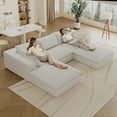 thumbnail image 4 of 118.2"  Modular Sectional Sofa, Corduroy Oversized Deep Seater Couch with 2 Ottoman, No Assembly, Modern DIY Sofa for Living Room, Bedroom, Apartment, White, 4 of 6