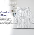 thumbnail image 6 of SAGEFINDS Soft V Neck Striped Knit Top for Women, Loose Fit Shirt with 3/4 Sleeves, Casual Tunic Tee - Slate Blue - Large, 6 of 8