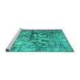 thumbnail image 2 of Ahgly Company Machine Washable Indoor Round Abstract Turquoise Blue Contemporary Area Rugs, 8' Round, 2 of 4