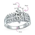 thumbnail image 5 of Bling Jewelry Womens Vintage Art Deco 2.5CT Marquise Engagement Ring, Triple Row CZ Sterling Silver, 5 of 7