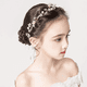 thumbnail image 4 of Hecho a mano Boho nupcial damas de honor niñas de flores flor blanca y diadema de perlas vid primavera tocado pelo vid accesorios nupciales, 4 of 5