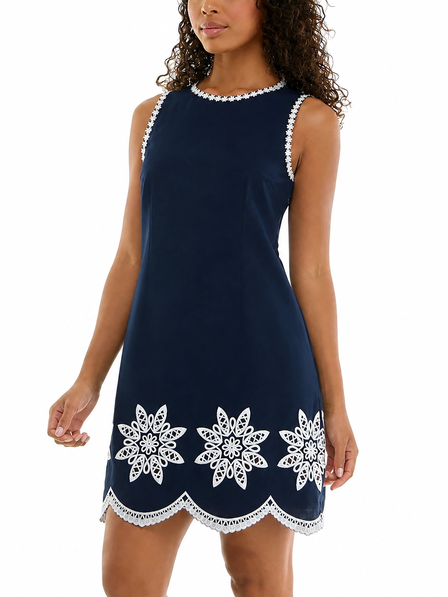 Nanette Lepore Women's Sleeveless Poplin Dress with Embroidery, Sizes XS-XXXL