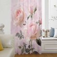 thumbnail image 6 of Romantic Pink Roses Sheer Curtains 96 Inches Long, Watercolor Botanical Floral Light Filering Curtains, Privacy Drapes Simi Floor to Veiling Curtain for Living Room Bedroom Large Window Treatment, 6 of 9