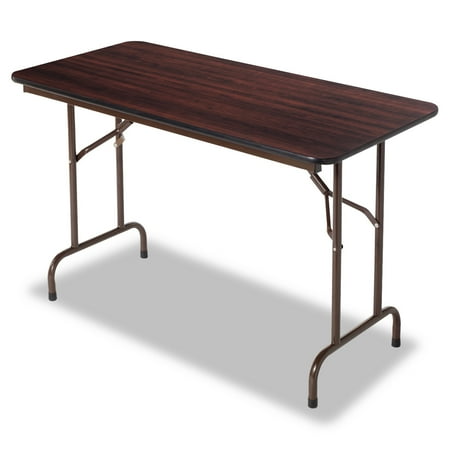 Rectangular Walnut Folding Table - Alera Wood Folding Table, Rectangular, 48w x 24d x 29h, Walnut