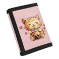 thumbnail image 2 of Chririnla Boba Cat Love Trifold Coin Wallet, Childrens Polyester Purse, Waterproof Slim Organizer for Sports and Outdoor Daily Use, 2 of 7