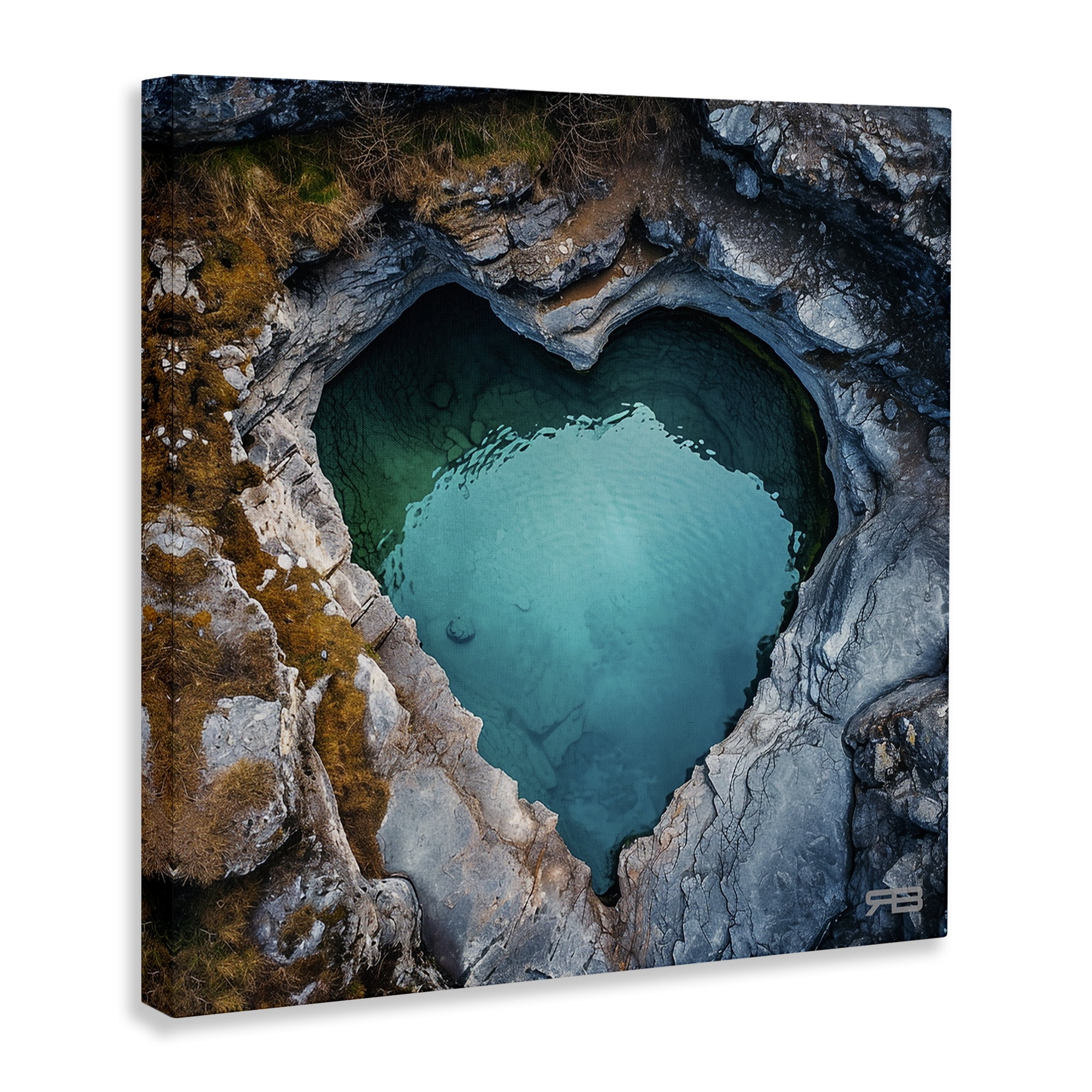 Stupell Industries Heart Shaped Natural Pool Landscape & Nature Painting Wrapped Canvas Art Print Wall Art, 36 x 36