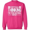 thumbnail image 2 of OXI Crewneck Sweatshirt - Critical Thinking,Basic Casual Sweatshirts for Men's and Women Fleece Sweatshirt Long Sleeve- Heliconia Small, 2 of 2