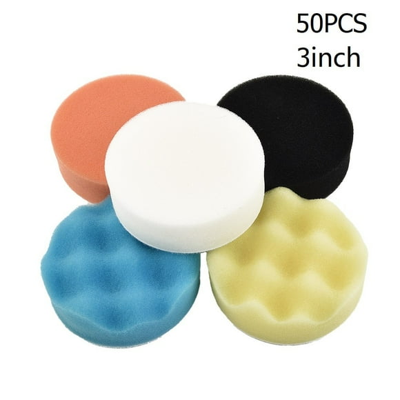 50pcs 3 inch/75mm Diameter Polishing Sponge for Pads Discs Car Cleaning Waxing Tool