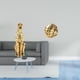 thumbnail image 2 of Figura de guepardo,Figura de guepardo dorado,adorno de escritorio moderno,Adorno de mesa con estatua de guepardo realista,Figura de cerámica,Figura de cerámica con forma de bola de hilo y nudo, 2 of 8