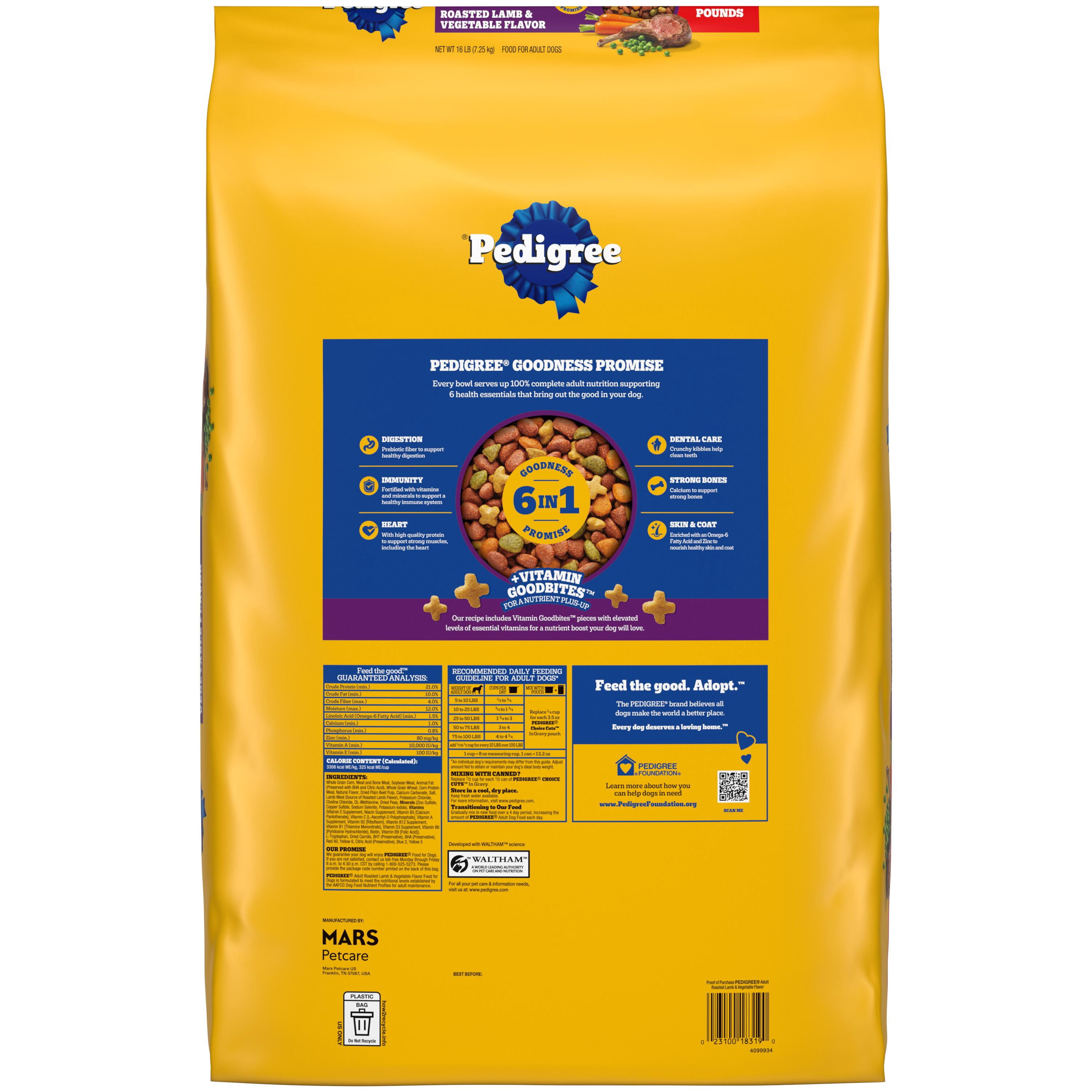 PEDIGREE Complete Nutrition Adult Dry Dog Food Roasted Lamb Flavor Dog Kibble, 16 lb. Bag