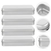 4Pcs Small Tin Box Metal Tins Container Rectangular Tins Box Portable Box Containers