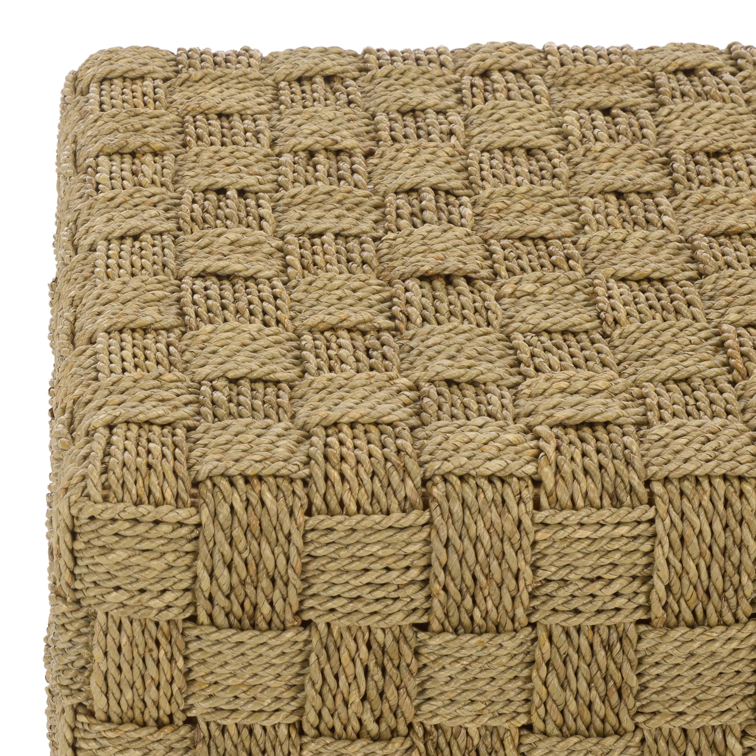 Safavieh Couture Norabelle Square Woven Seagrass Ottoman, Natural