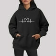 thumbnail image 2 of WEAIXIMIUNG Chandails pour Femmes Coupe Ample Mode pour Dames Automne Hiver Extérieur Ample Grande Taille à Lettres Imprimées Chandail à Capuchon à Cordon, 2 of 6