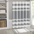 thumbnail image 1 of Madison Park Shower Curtain Waffle Weave Striped, 1 of 8