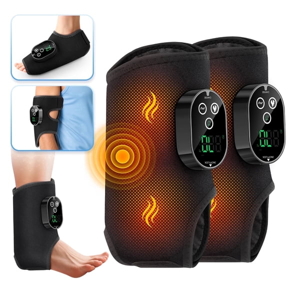Cordless Heated Foot and Ankle Massager with Vibration, 2 Pack Electric Foot Massager with 6 Temp Settings and 3 Massage Modes, 3000mAh Rechargeable Foot Massager with Timer