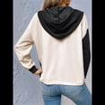 thumbnail image 4 of Sudadera con Capucha para Mujer, Cuello Abotonado, Cordón Ajustable, Sudadera Informal de Larga, Camisetas. Negro S, 4 of 7