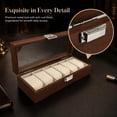 thumbnail image 4 of Wooden Watch Organizer Box, 6‑Slot Watch & Jewelry Storage Case with Glass Lid and Soft Pillows,Gift Idea, 4 of 8