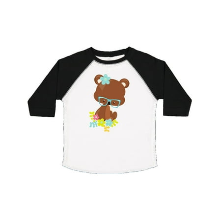 

Inktastic Hipster Bear Bear With Glasses Flowers Gift Toddler Boy or Toddler Girl T-Shirt